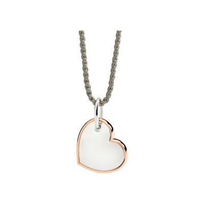 Charm Dodo Cuore cœur XL cordon de soie en argent et or rose